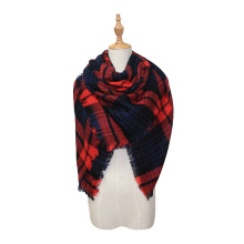 Comfortable wild thick soft plaid big lady sweet scarf warm couple temperament simple scarf cute knit shawl